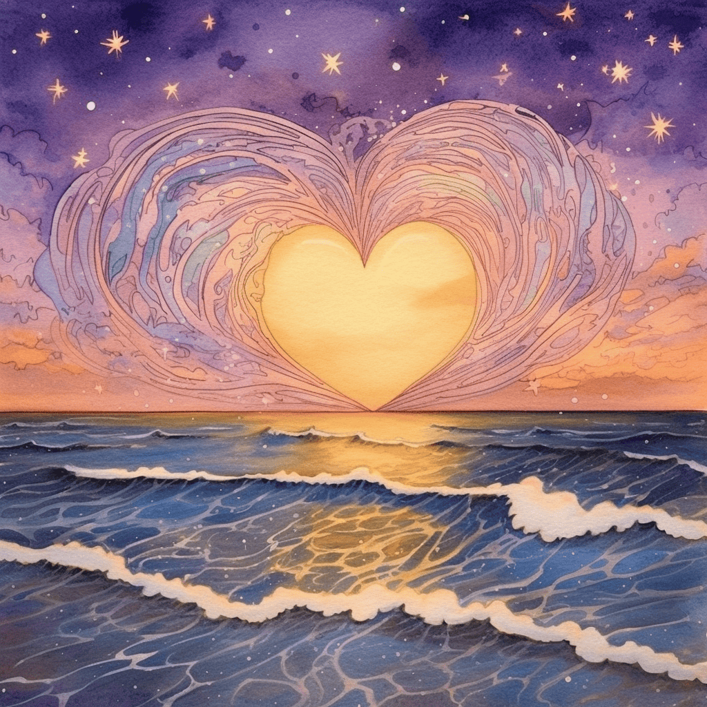 heart rising over the beach